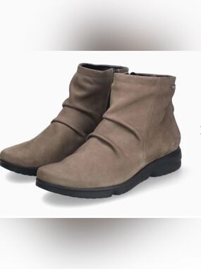 Mephisto Reiza Walnut Brown Suede Zip Ankle Boots